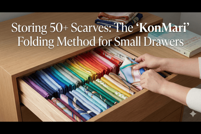 Storing 50+ Scarves: The 'KonMari' Folding Method for Small Drawers